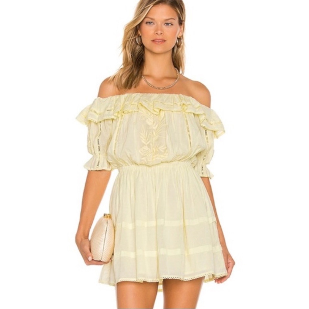 Tularosa Small Yellow Brielle Off Shoulder Mini Dress ~ Fairy Coquette Beach